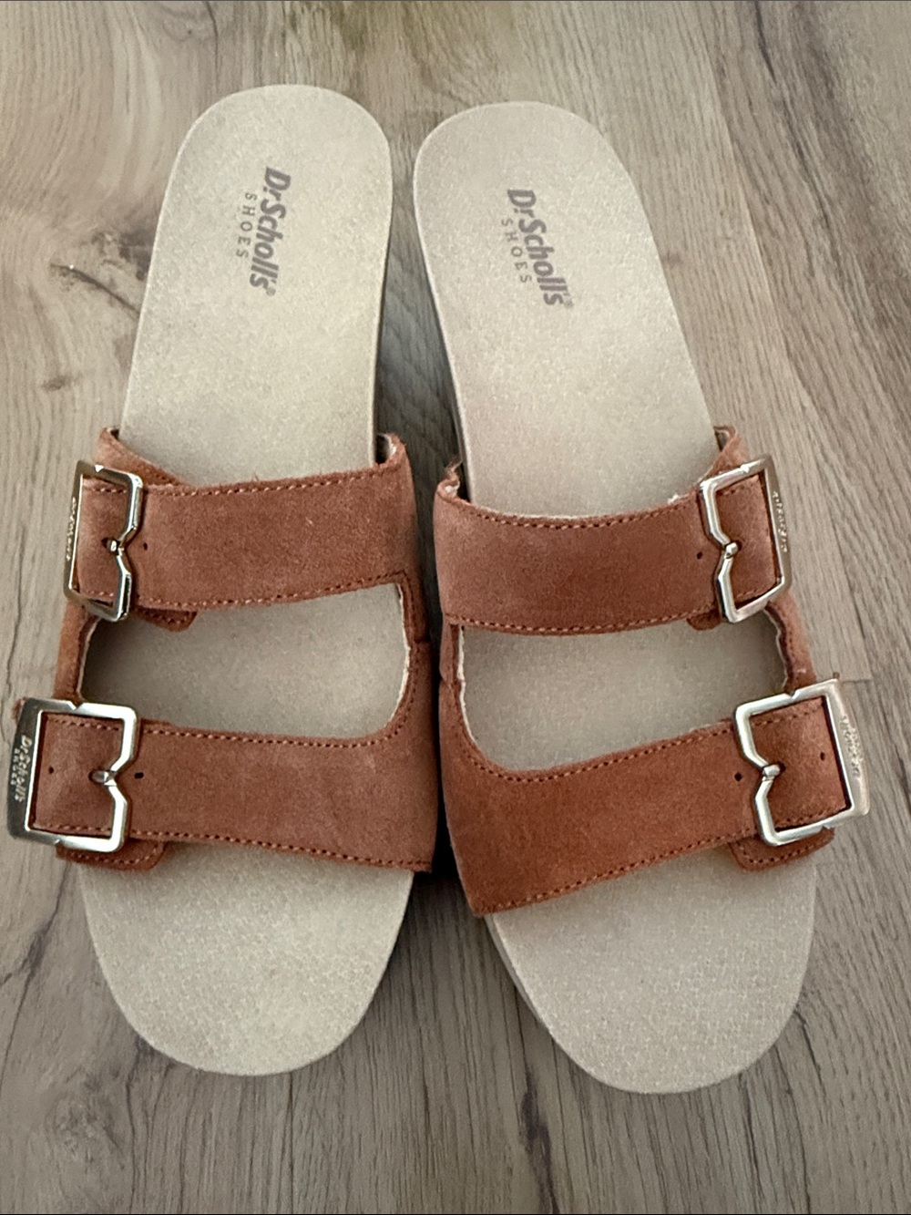 Dr. Scholl's Cali Breeze Platform Sandals in honey brown suede